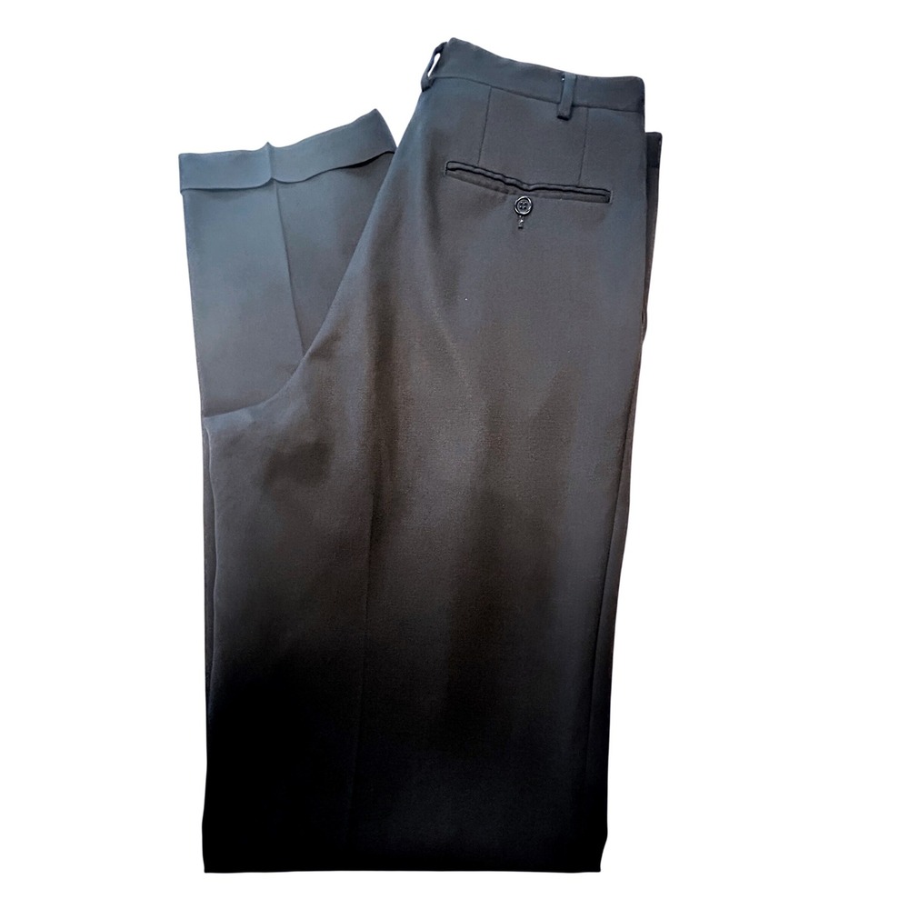 Canali Dress Pants Mens 34 Black Pleated Cuffed Wool Luxury Italy